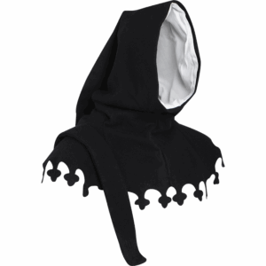 Wool Medieval Liripipe Hood - Black