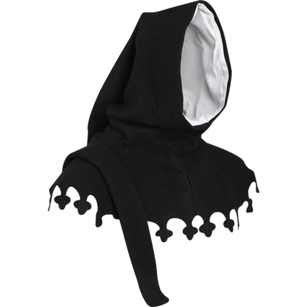 Wool Medieval Liripipe Hood - Black