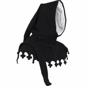 Wool Medieval Liripipe Hood - Black