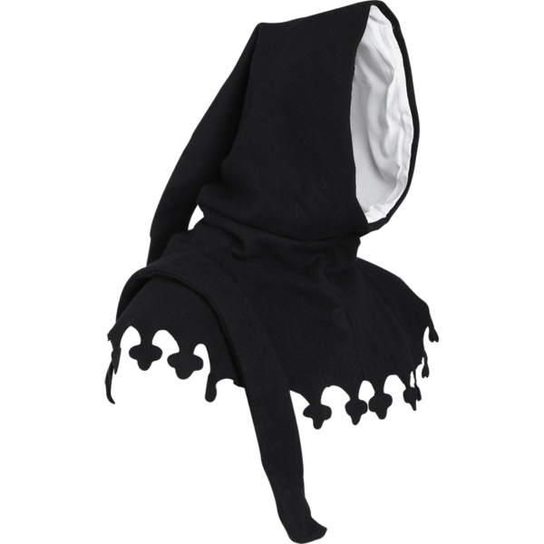 Wool Medieval Liripipe Hood - Black