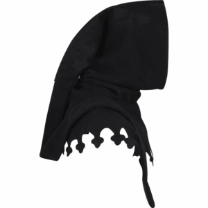 Wool Medieval Liripipe Hood - Black