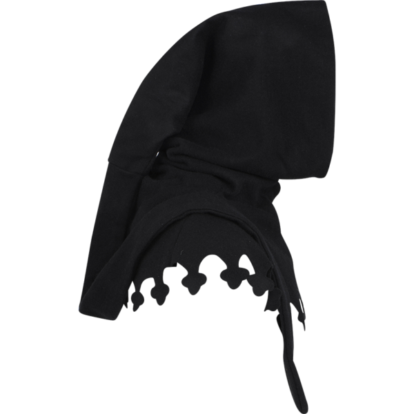 Wool Medieval Liripipe Hood - Black