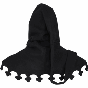 Wool Medieval Liripipe Hood - Black