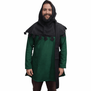 Wool Medieval Liripipe Hood - Black