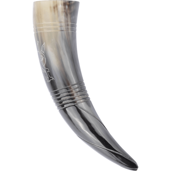 Engraved Dragon Drinking Horn