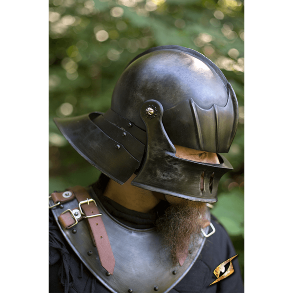 Gothic Sallet Helmet - Dark Metal Finish