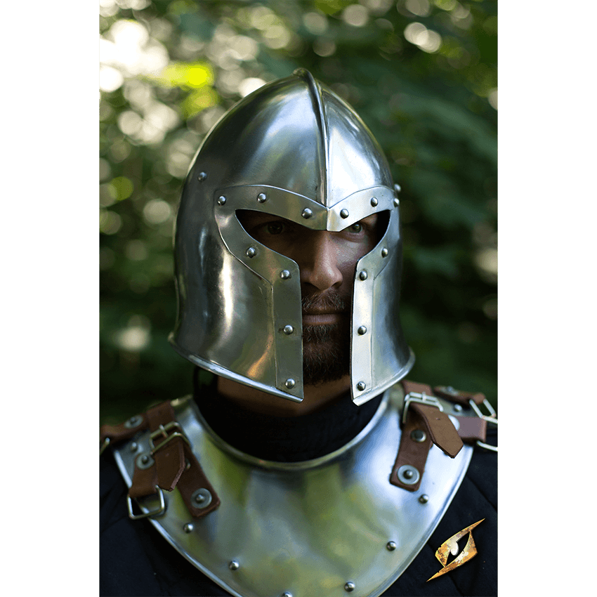 Details about   Medieval Helmet closed helmet Battle Ready Steel Armor Helmet Barbuta Helmet 