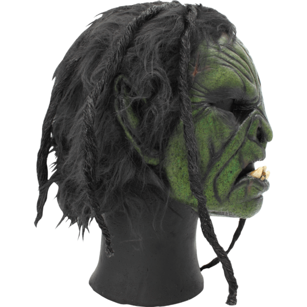 Green Brutal Orc Mask with Hair