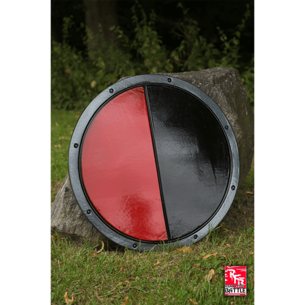 Red and Black Ready For Battle Round LARP Shield