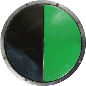 Green and Black Ready For Battle Round LARP Shield