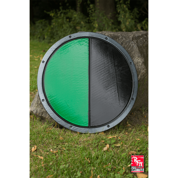 Green and Black Ready For Battle Round LARP Shield