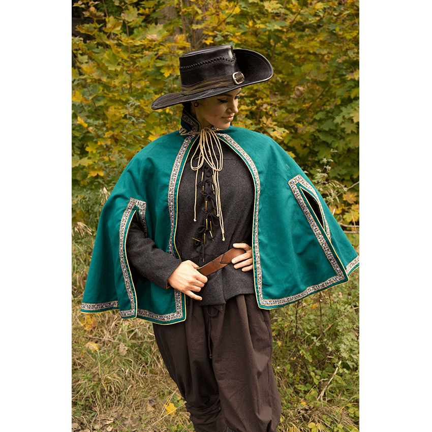 Aramis Cape with Decorative Cord & Braiding for Costume and Re-enactment or LARP
