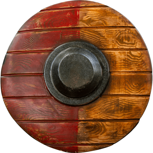 Drang Round LARP Shield - Red/Wood