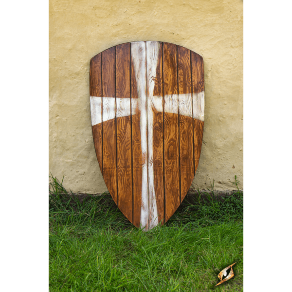 Crusader LARP Shield - Wood with White