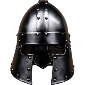 Blackened Halanor Barbuta Helmet