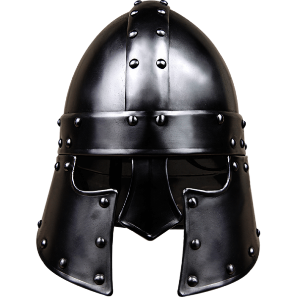 Blackened Halanor Barbuta Helmet