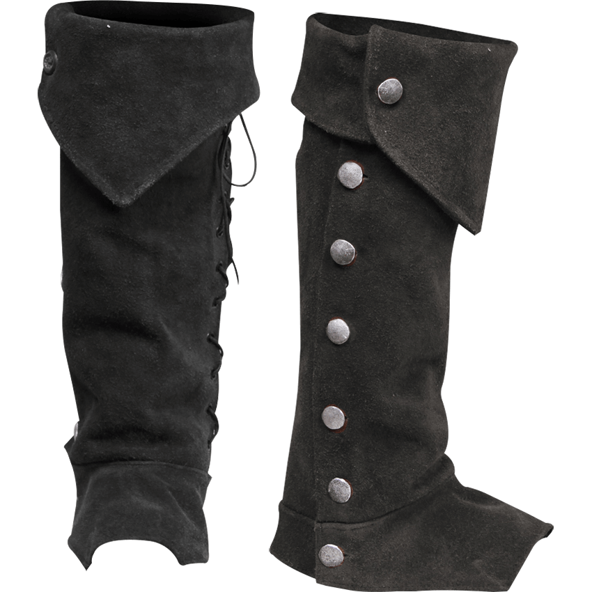Borraq Black Suede Leather Comfort Gaiters with Brown Suede Feature Panel 