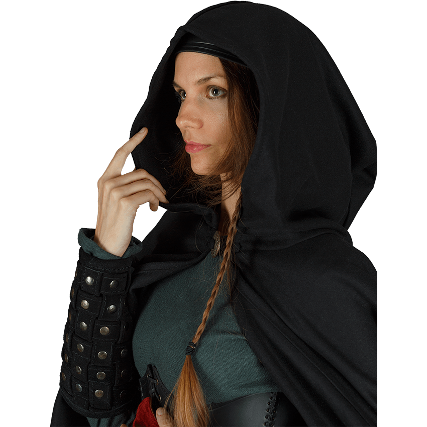 Short Fantasy Wool Hooded Cloak