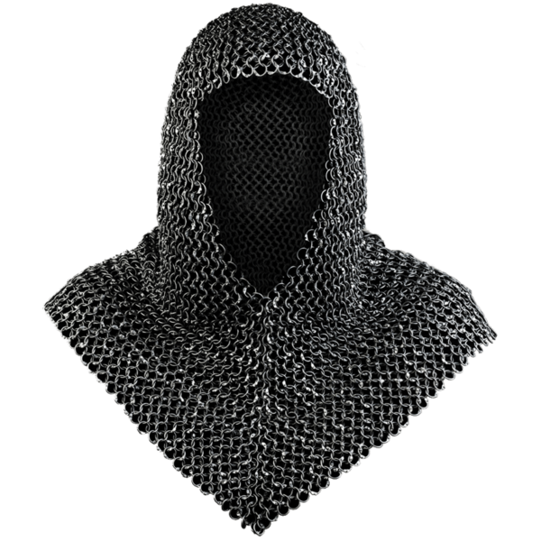 Richard Riveted Blackened Chainmail Coif