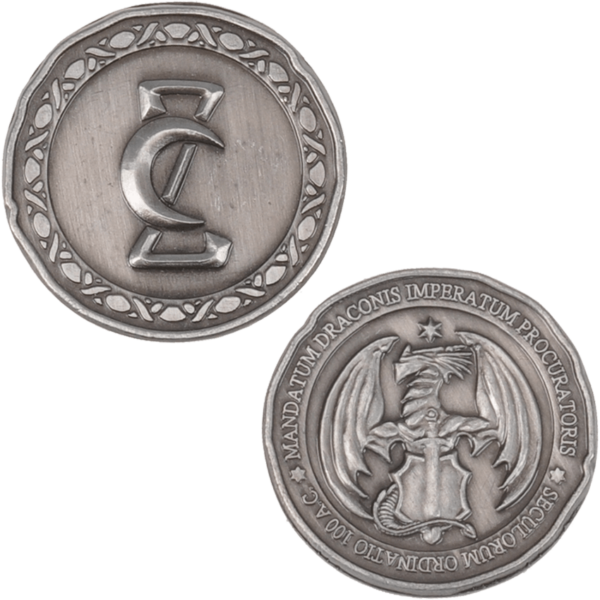 Set of 10 Silver Dragon LARP Coins