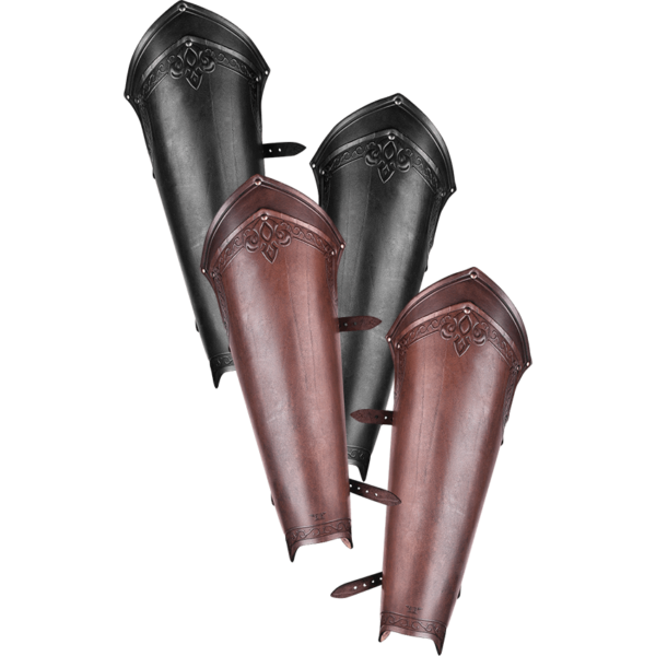 Fleur-de-Lis Lancelot Leather Greaves