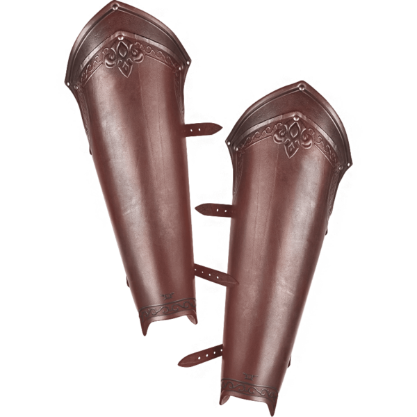 Fleur-de-Lis Lancelot Leather Greaves