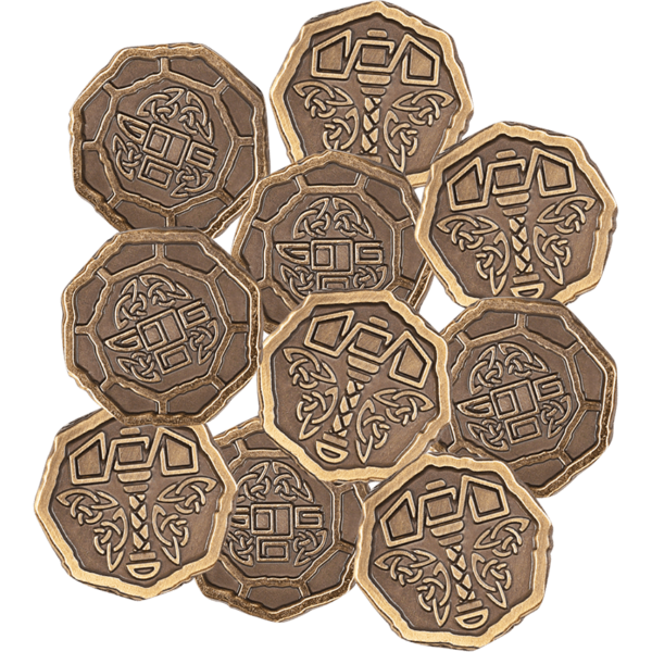 Set of 10 Gold Ancient Dwarves LARP Coins