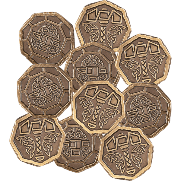 Set of 10 Gold Ancient Dwarves LARP Coins