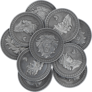 Set of 10 Silver King LARP Coins