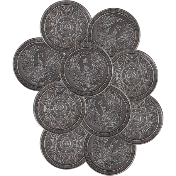 Set of 10 Silver Mage LARP Coins