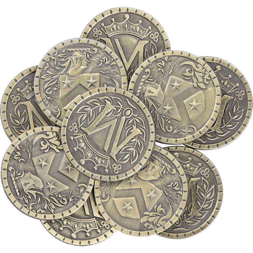 Set of 10 Gold LARP Coins