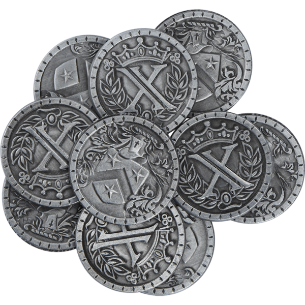 Set of 10 Silver Medieval LARP Coins