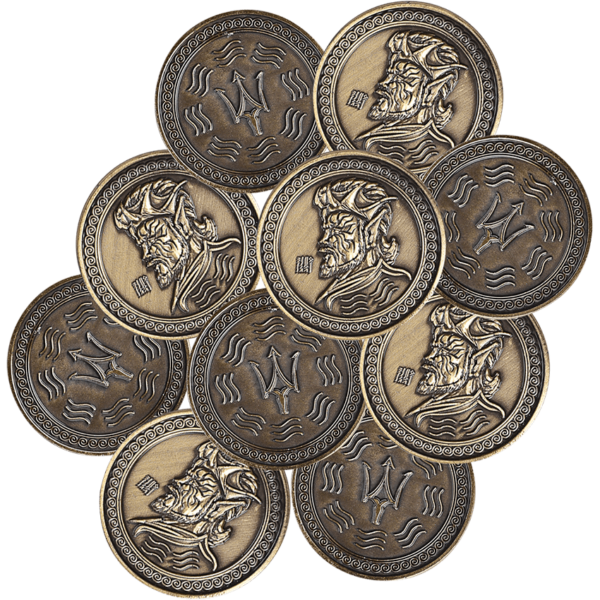 Set of 10 Gold Water LARP Coins