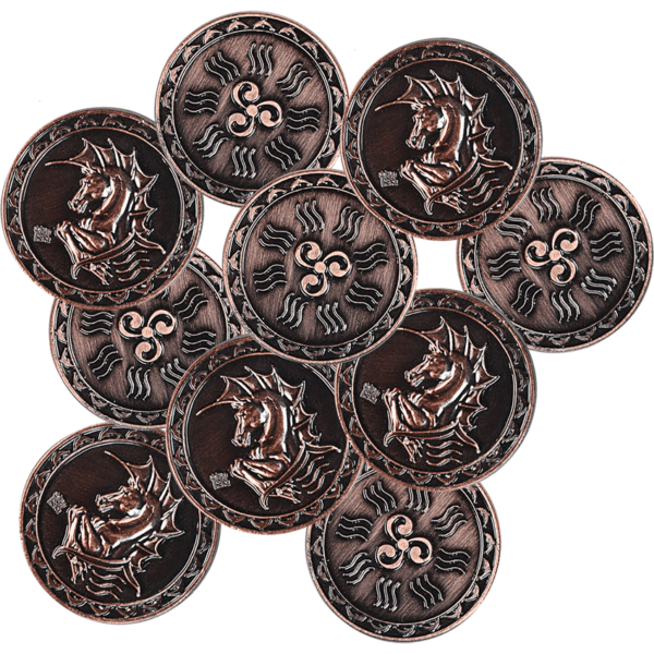 Set of 10 Copper Water LARP Coins