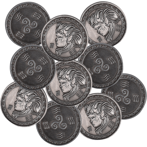 Set of 10 Silver Water LARP Coins