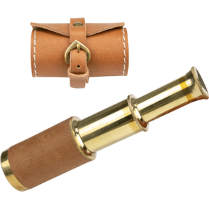 Brown Leather Wrapped Telescope with Pouch