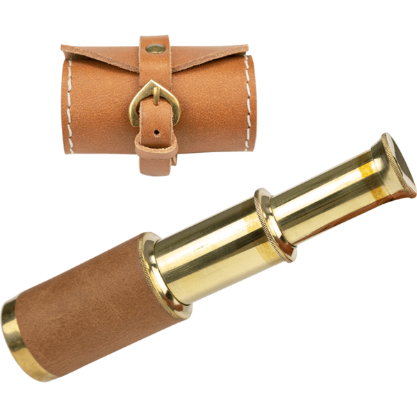 Brown Leather Wrapped Telescope with Pouch