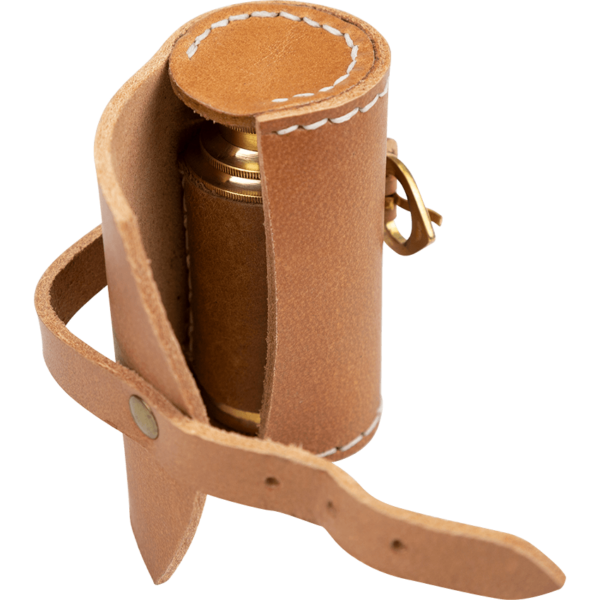 Brown Leather Wrapped Telescope with Pouch