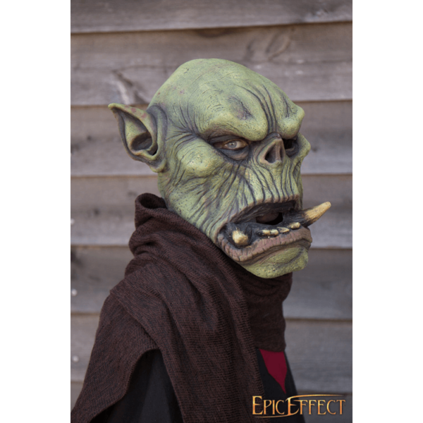 Green Orc Mask with Large Tusks