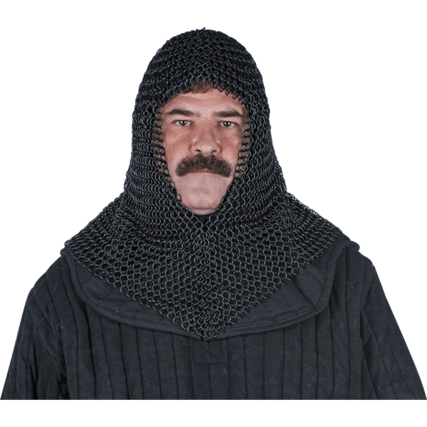 Blackened Butted Chainmail Coif