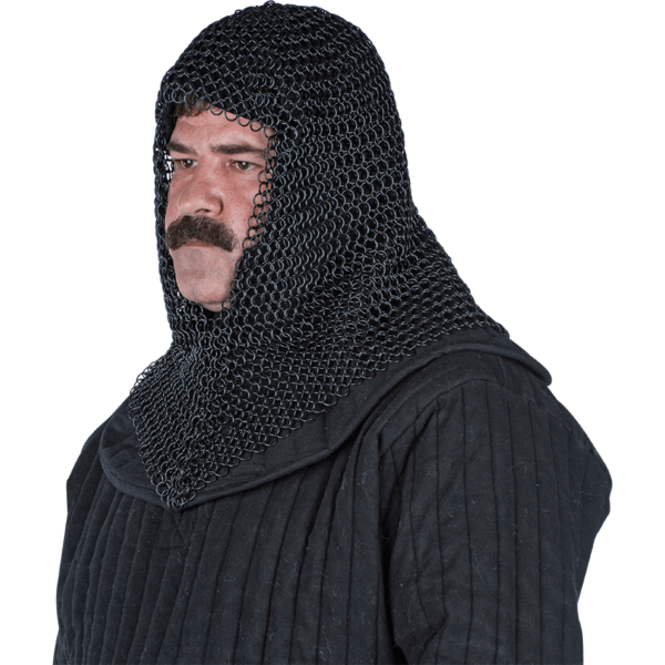 Blackened Butted Chainmail Coif