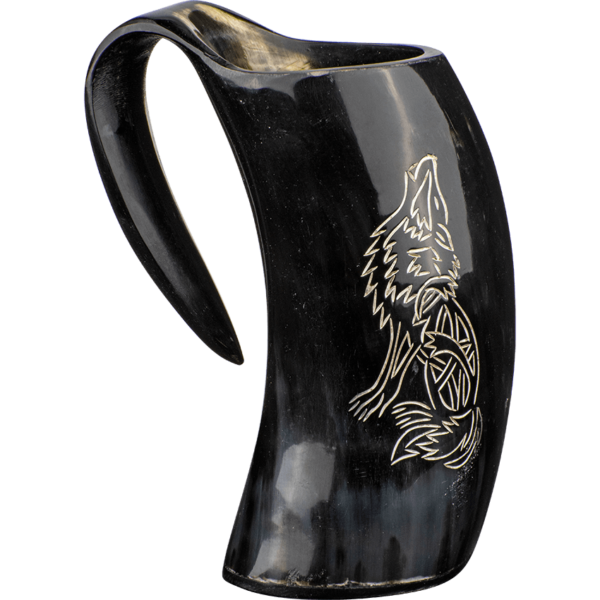 Howling Wolf Horn Tankard