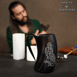 Howling Wolf Horn Tankard
