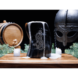 Howling Wolf Horn Tankard
