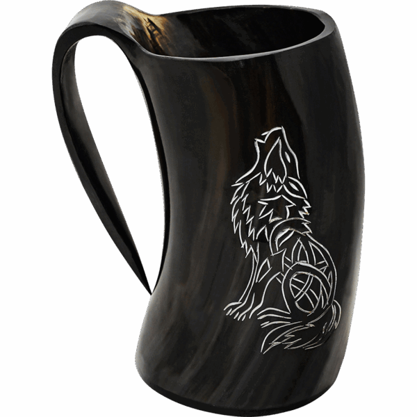 Howling Wolf Horn Tankard