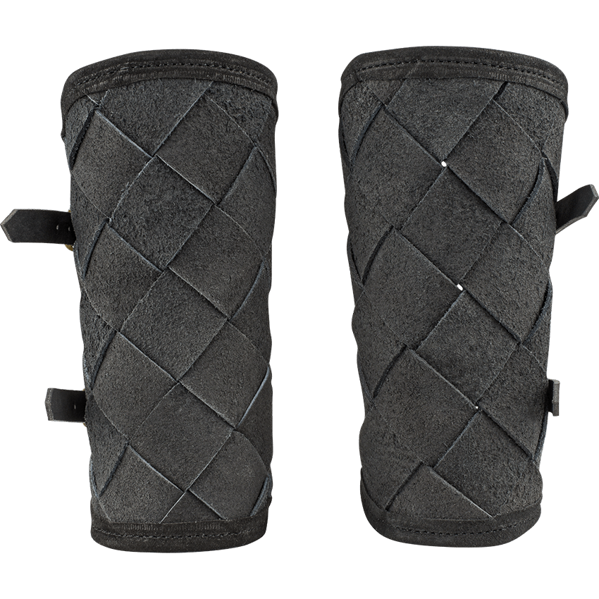 Viking Leather Bracers - Black