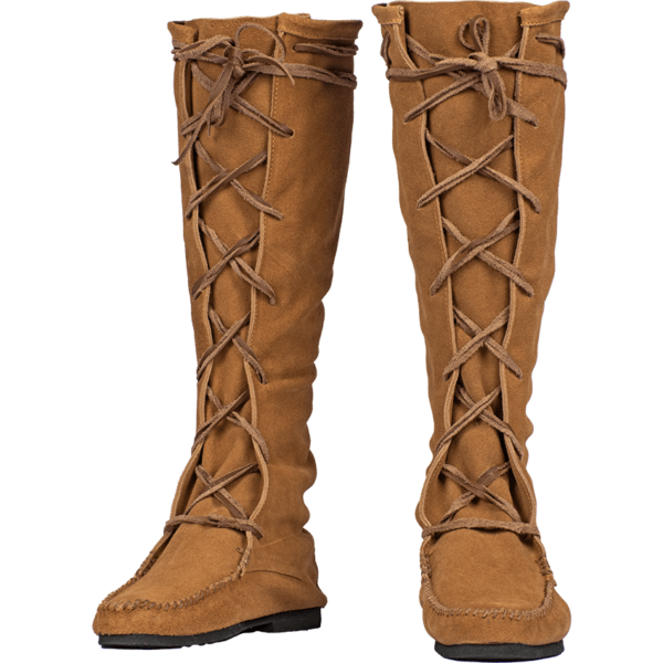 Suede Medieval High Boots - Brown