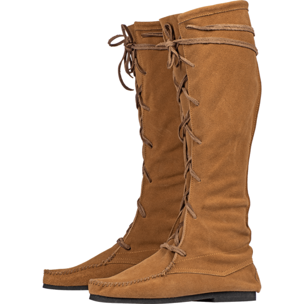 Suede Medieval High Boots - Brown