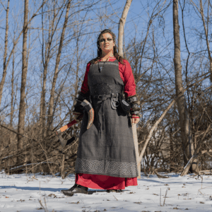 Alva Herringbone Apron Dress