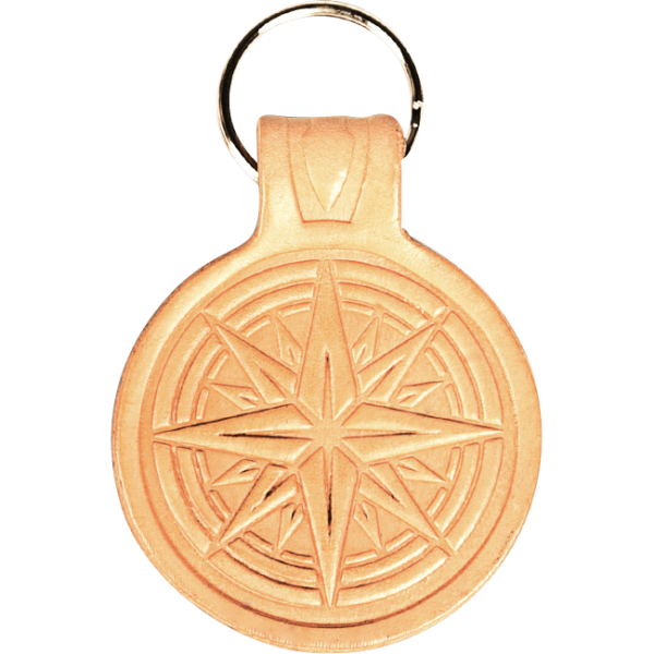 Compass Star Leather Key Chain